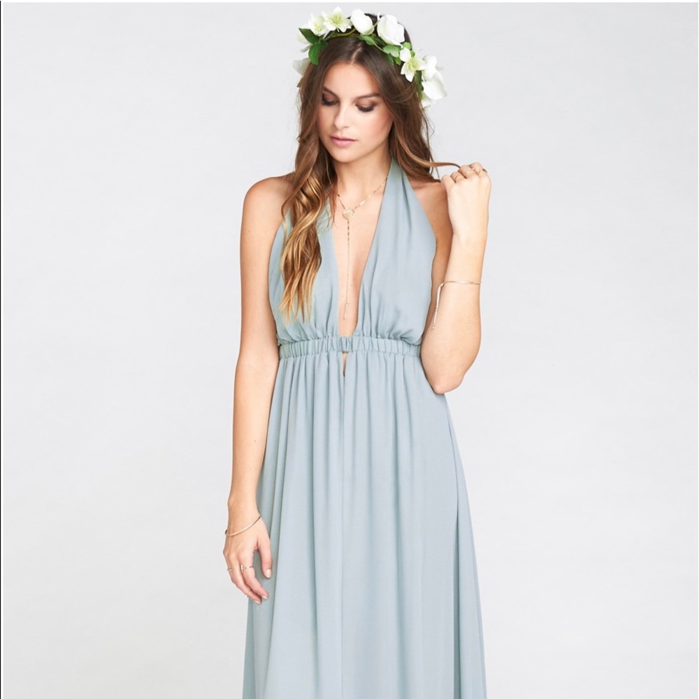 Show Me Your MuMu Luna Halter Dress— Silver Sage